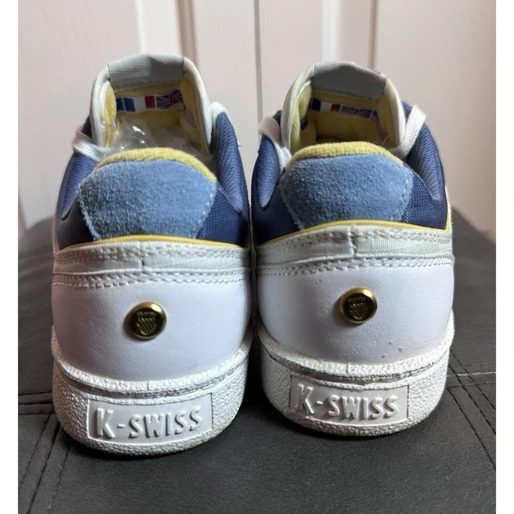 K-Swiss Women's Shoes Size 7. White Blue Yello Low-Top Lace Logo Walking Retro